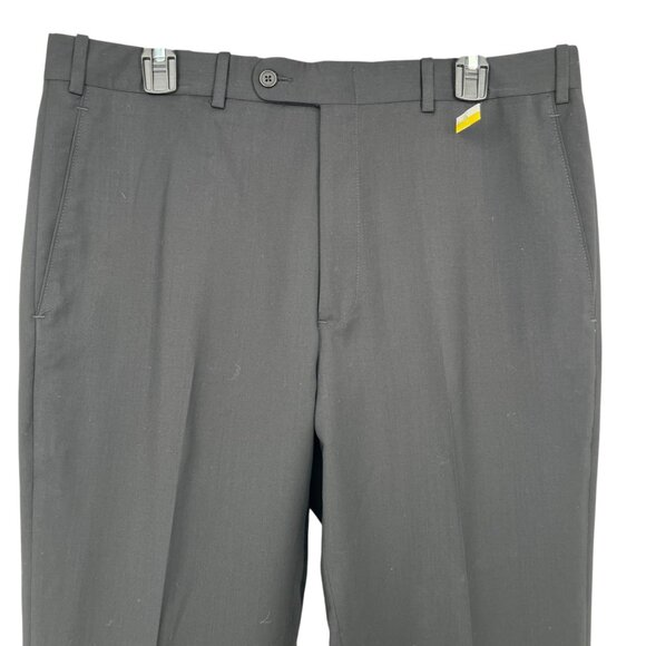 JB Britches Mens Black Wool Blend Dress Pants Waist Size 34R NWOT Unhemmed - Picture 2 of 9